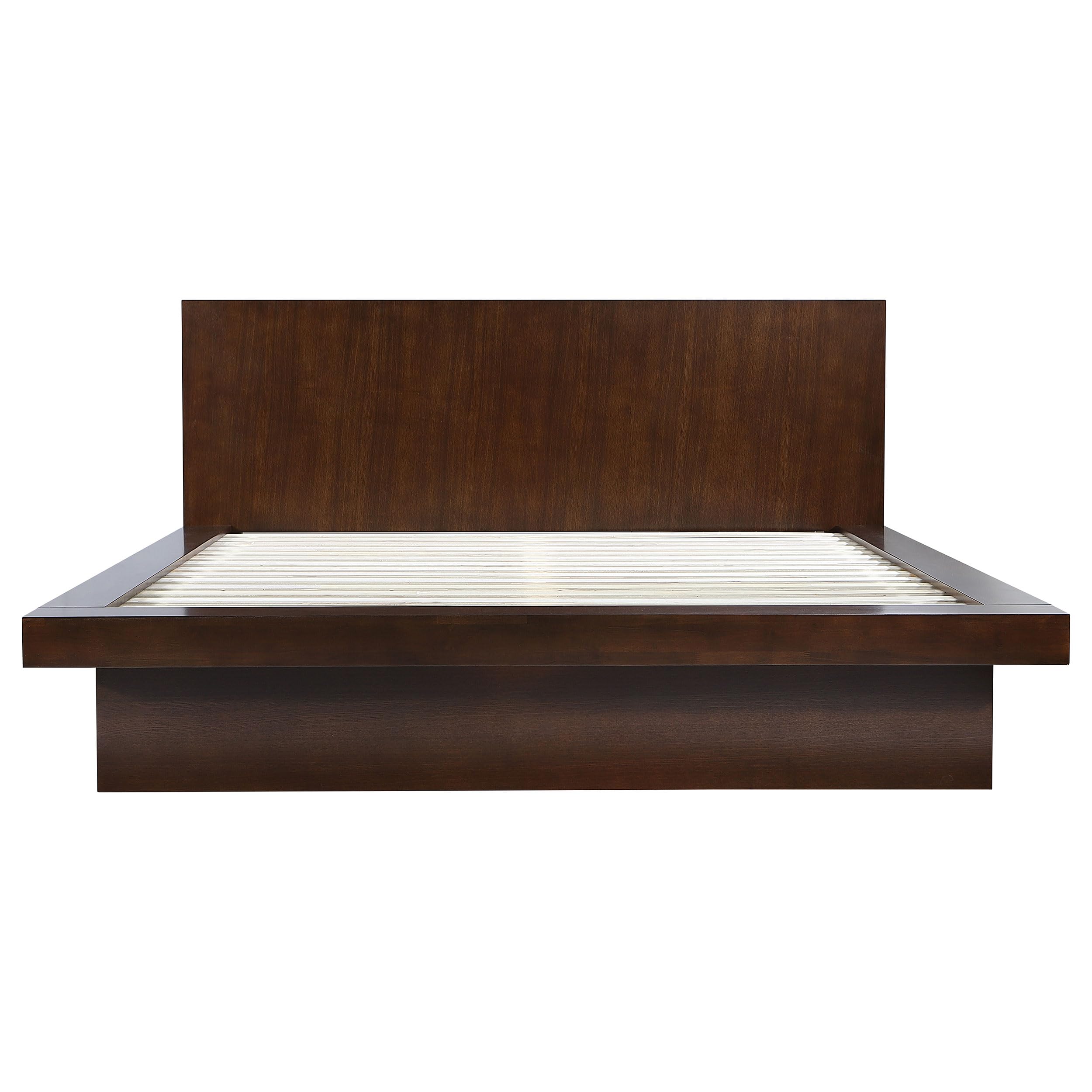 Coaster Home Furnishings Jessica Contemporary Wood Eastern King Size LED Panel Bed Frame Platform Bed 43-inch Headboard Cappuccino 200711KE