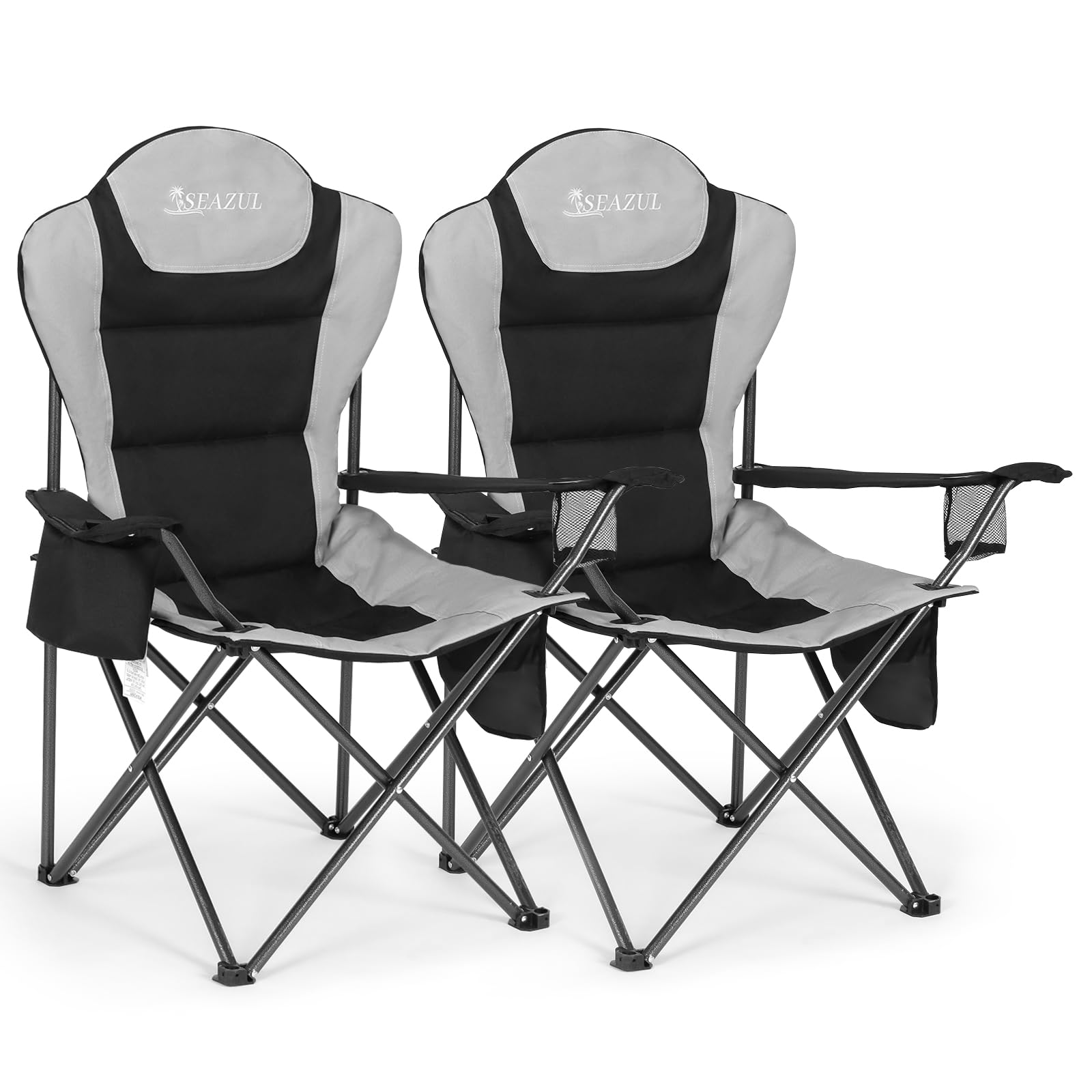Seazul Camping Chairs 2 Pack, Camp Chair for Adults, Folding Chairs for Outside, Support 380 LBS, Portable Travel Lawn Outdoor C
