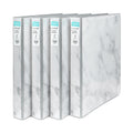 Yoobi 1 Inch Binder - Marble Design, Gray Color - 3-Ring Binder With 2 Pockets, Perfect For School, Home Or Office - Holds Up To