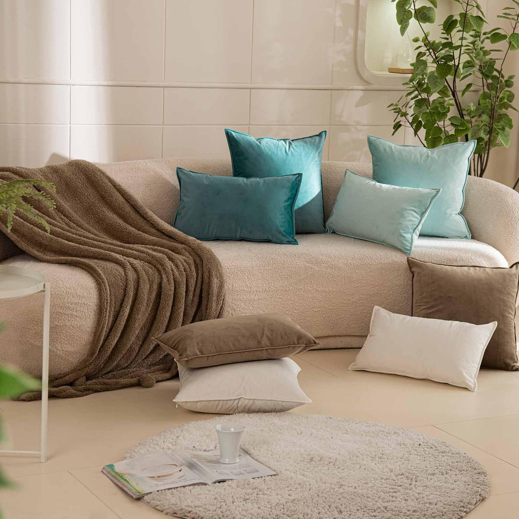 Juspurbet Cream White Decorative Velvet Throw Pillow Covers 22X22 Inch Set Of 2,Broadside Soft Cushion Case With Invisible Zippe