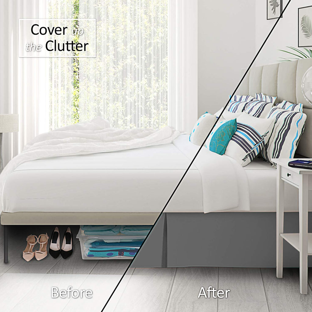 Nestl Dark Gray Twin Bed Skirt - Twin Size Bed Skirt 14 Inch Drop - Brushed Microfiber Bed Skirts - Hotel Quality Pleated Bed Skirt - Shrinkage & Fade Resistant