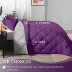 Downluxe Twin Comforter Set - Purple And Grey Twin Comforter, Soft Bedding Comforter Sets For All Seasons, Twin Bed Comforter Set - 2 Pieces - 1 Comforter (66'X92') And 1 Pillow Sham(20'X26')