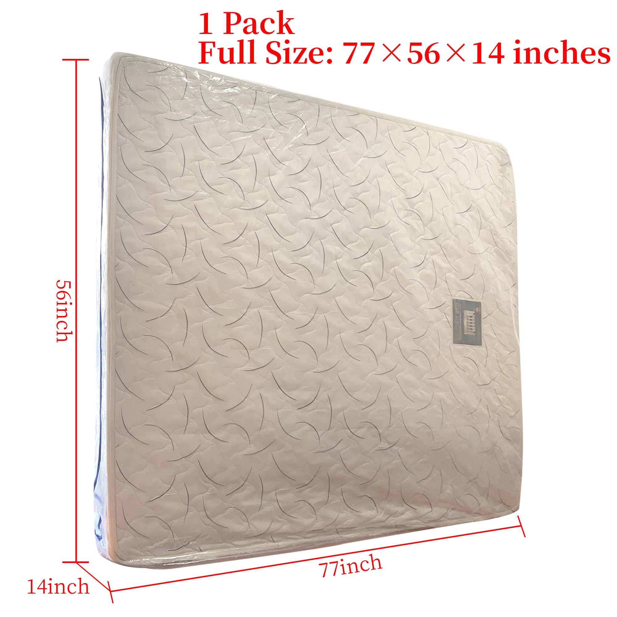 Juneshe Full Mattress Bags Cover For Moving And Storage-3 Mil Zipper Plastic Waterproof Wrap Protector Reusable Storage Bag