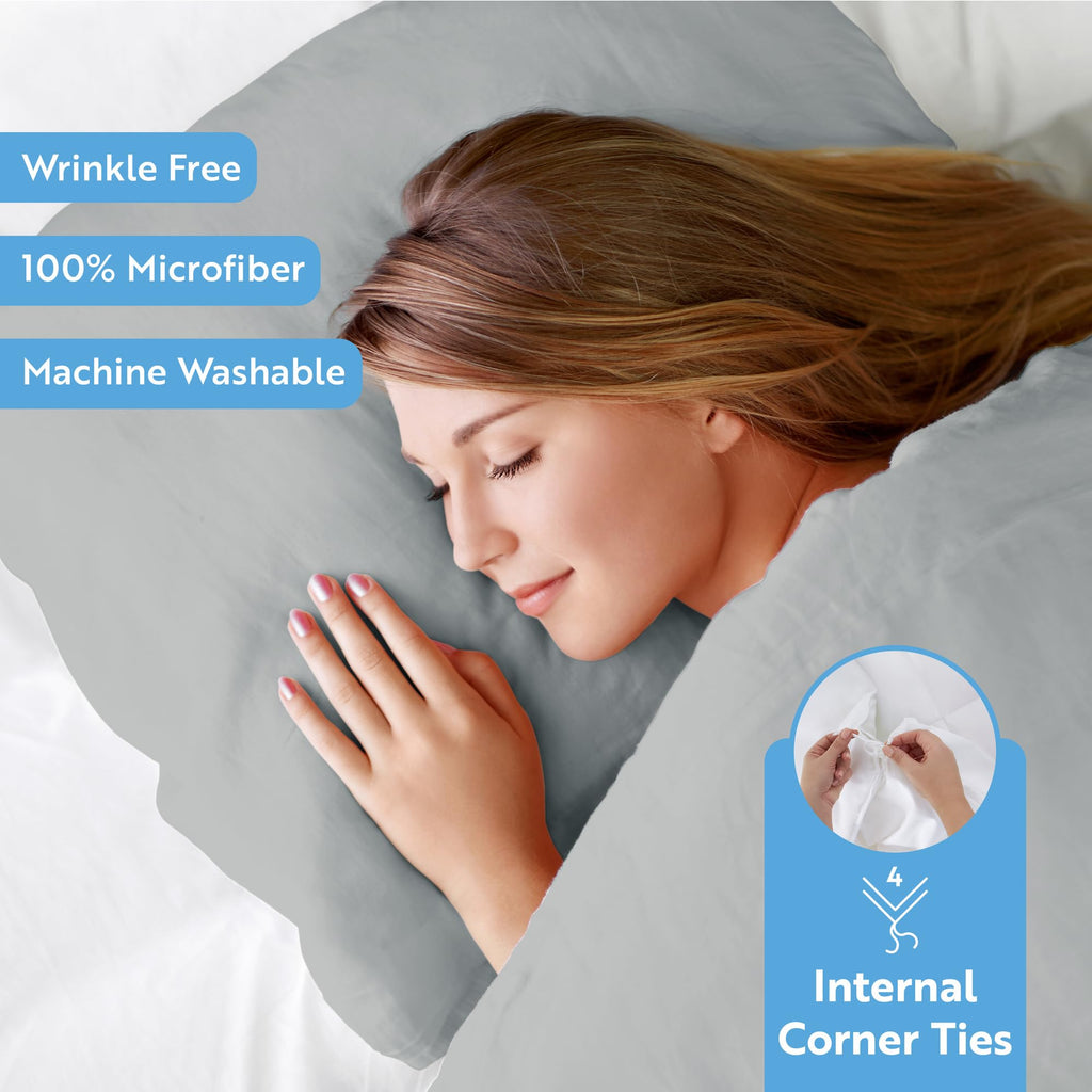 Ienjoy Home Hotel Collection Soft Brushed Microfiber Duvet Cover Set, King, Lgray (Bll-Duvet -King-Lgray)