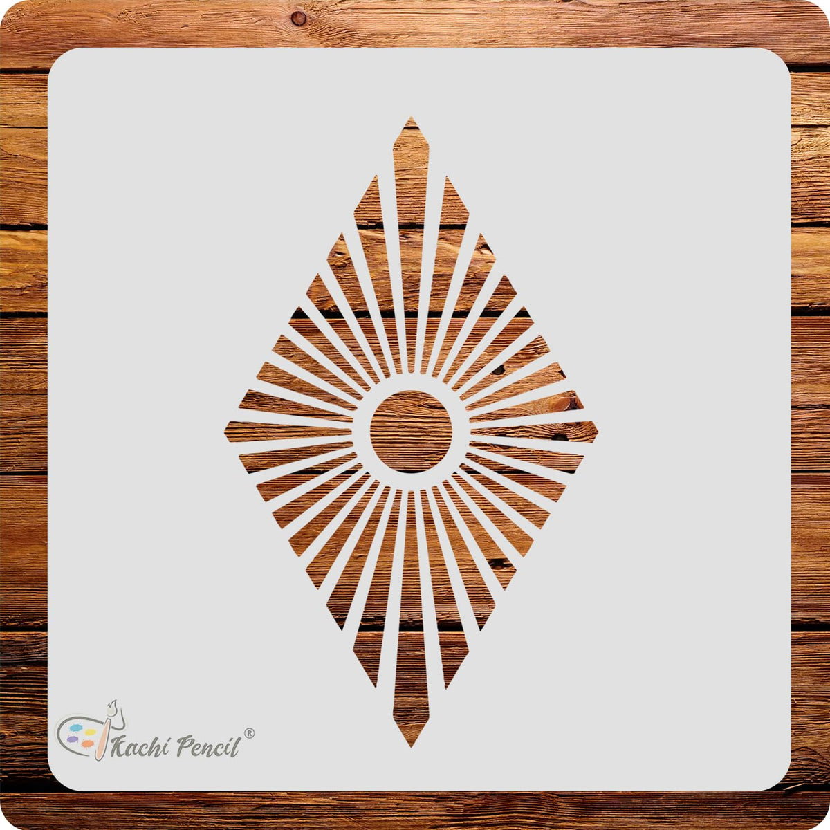 Kachi Pencil Rays Shape Craft Stencil for Art and Painting, Size 6 x 6 inch Reusable Stencil for Painting, Fabric, Glass, Wall P