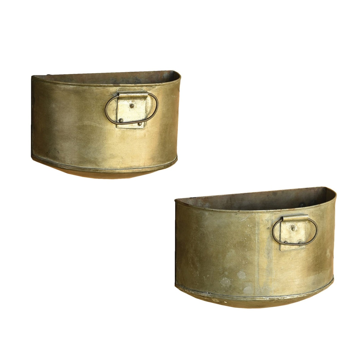 HomeRoots Set of 2 Half Bucket Metal Planter