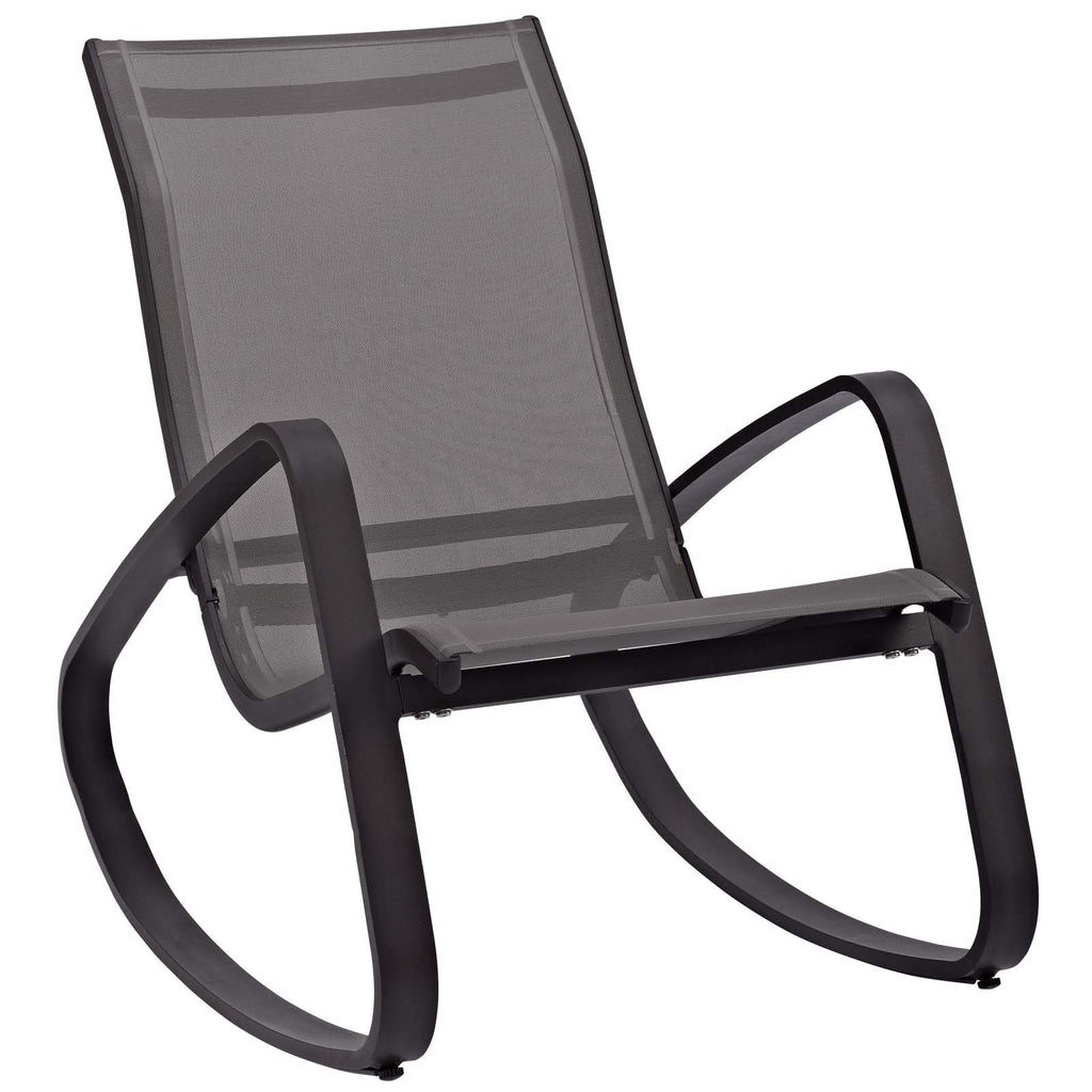Modway Traveler Outdoor Patio Aluminum Mesh Rocking Sling Gliders, Two Lounge Chairs, Black