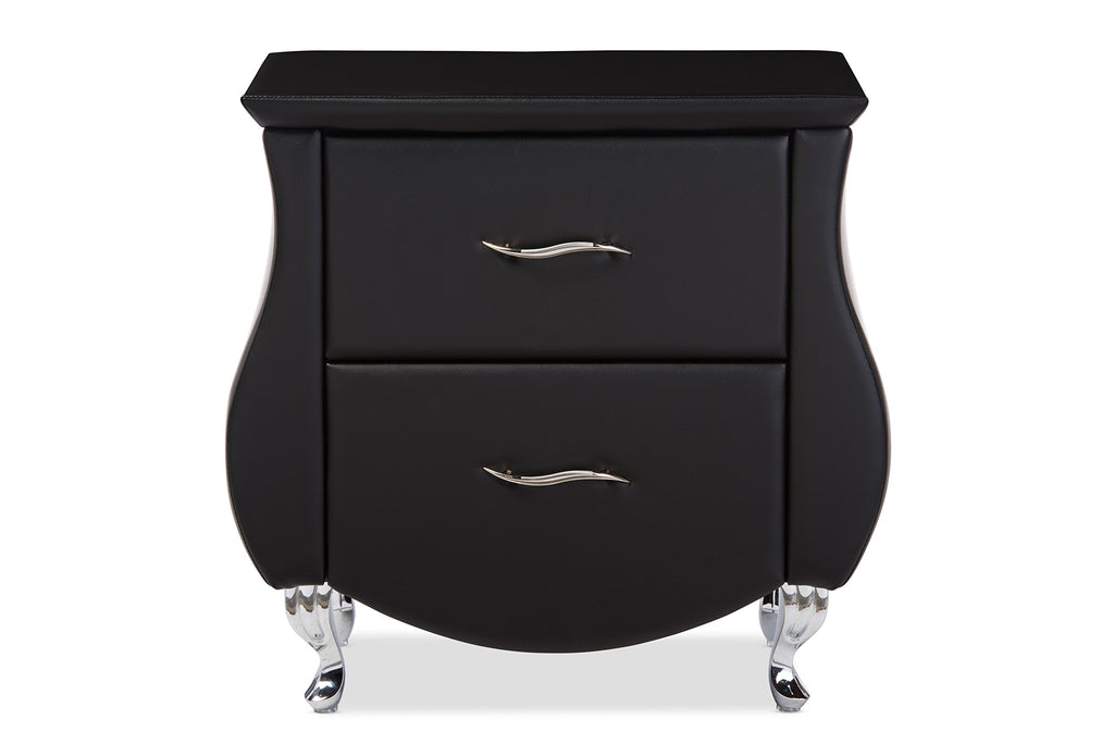 Baxton Studio BBT3116-Black-NS Nightstand, Medium, Black