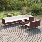 vidaXL 6-Piece Outdoor Patio Lounge Set - Durable Poly Rattan Construction, Comfortable Sofas with Thick Cushions - Weather-Resistant & Easy-to-Clean - Versatile Brown Finish with Cream Cushions