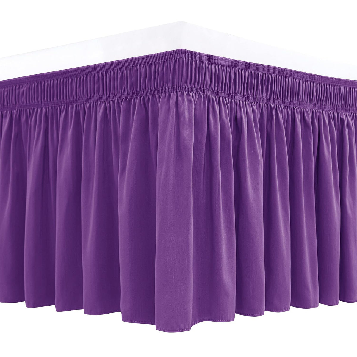 Biscaynebay Wrap Around Bed Skirts For Queen Beds 15' Drop, Eggplant Adjustable Elastic Dust Ruffles Easy Fit Wrinkle & Fade Re