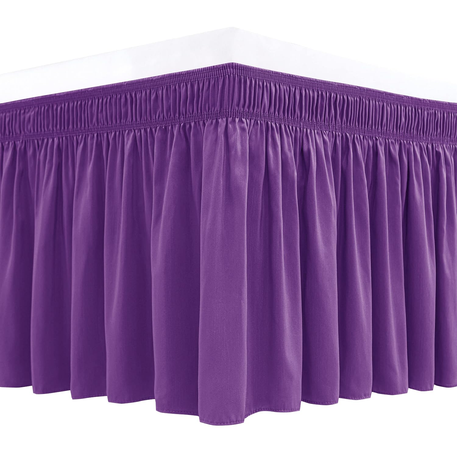 Biscaynebay Wrap Around Bed Skirts For Full & Full Xl Beds 15' Drop, Eggplant Adjustable Elastic Dust Ruffles Easy Fit Wrinkle