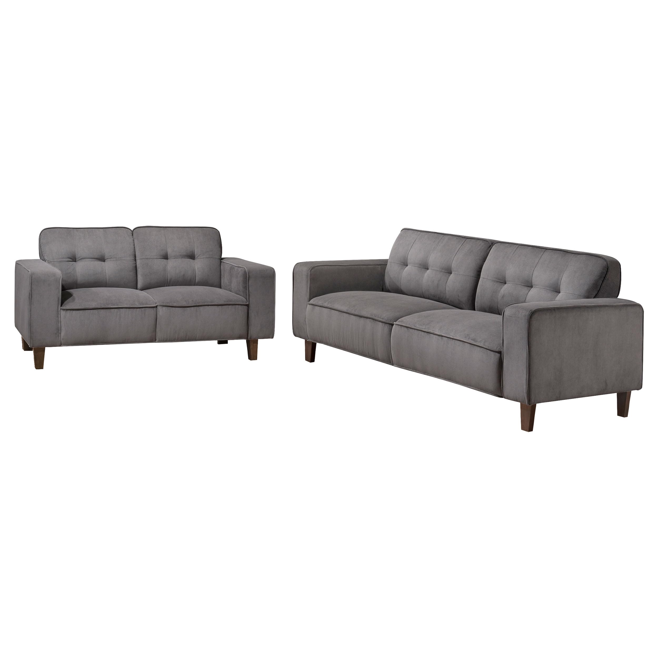 Coaster Home Furnishings Deerhurst 2-Piece Upholstered Track Arm Sofa Set Charcoal