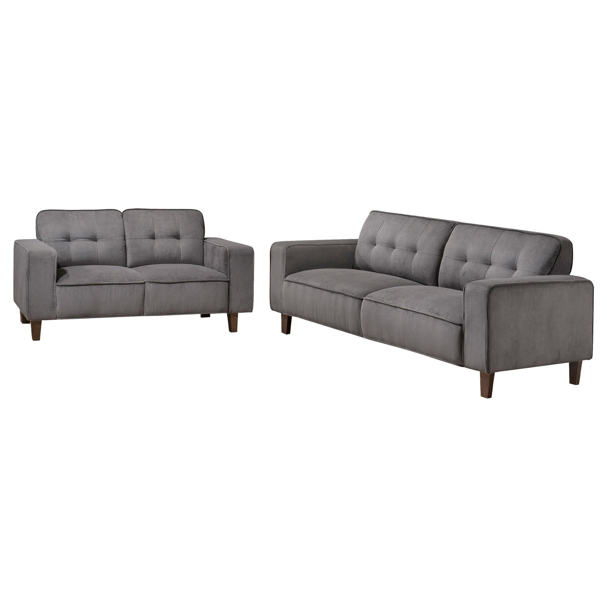 Coaster Home Furnishings Deerhurst 2-Piece Upholstered Track Arm Sofa Set Charcoal