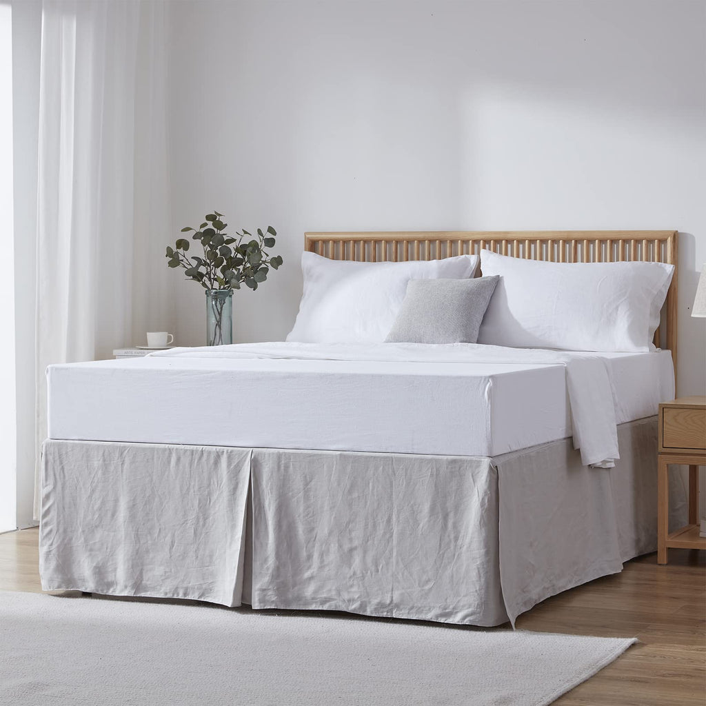 Simple&Opulence Premium Linen Bed Skirt Basic Style 18 inch Tailored Drop Dust Proof Easy Fit Breathable (18'' Basic-Grey, Queen