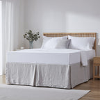 Simple&Opulence Premium Linen Bed Skirt Basic Style 18 inch Tailored Drop Dust Proof Easy Fit Breathable (18'' Basic-Grey, Queen