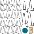 Hoteam 20 Pack Black Plate Stands for Display, 10 Pcs 4 Inch Metal Frame Plate Holder Display Stand and 10 Pcs 6 Inch Easel Rack