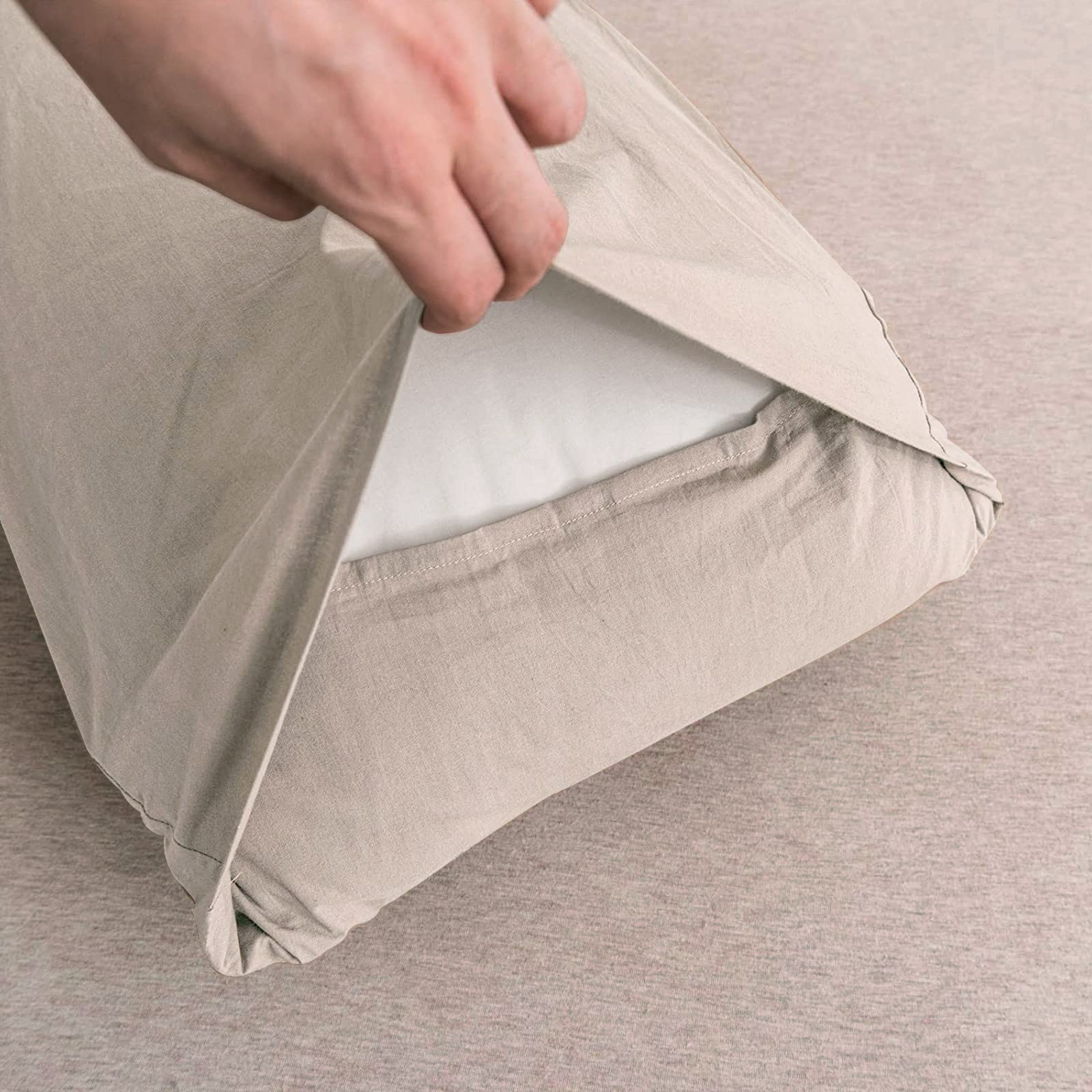 Jellymoni Pillowcases Standard Set Of 2 Cotton Envelope Pillow Covers Cream Grey 20  26In Bed Pillow Cases 100% Washed Cotton So