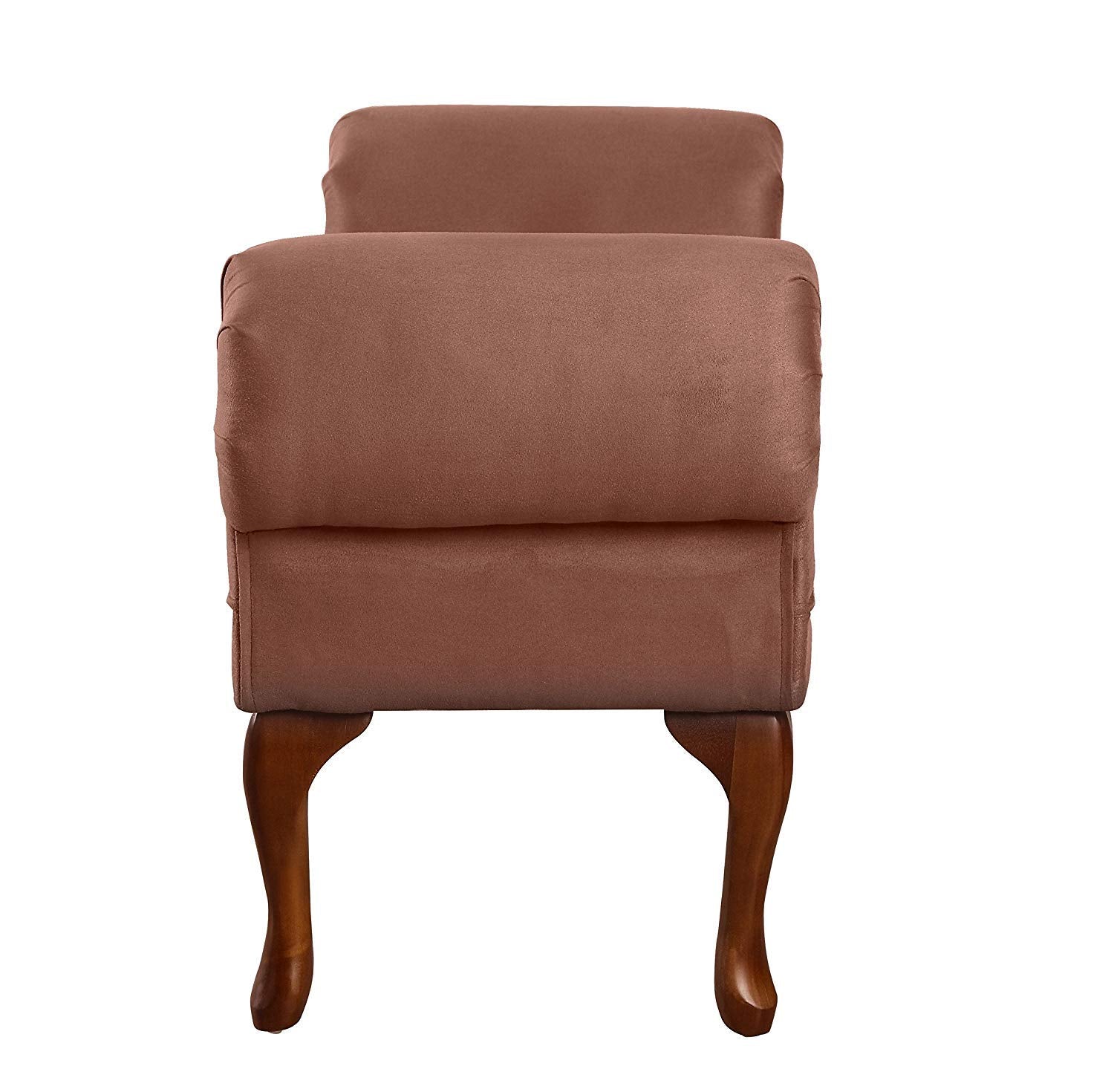 HomeRoots Brown Microfiber, Foam Aston Bench with Rolled Arm, Chocolate Microfiber
