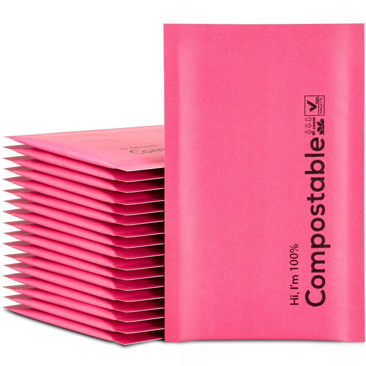 4X8 100% Biodegradable Bubble Mailers,25 Count Red #000 Compostable Padded Packaging Wrap Envelopes Pouches Eco Friendly Self Se