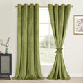 Dwcn Moss Green Velvet Curtains 84 Inches With Tiebacks - Elegant Sunlight Blocking Curtains For Living Room Thermal Insulated W