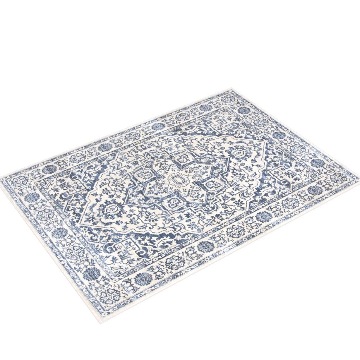 Safavieh Brentwood Collection Area Rug - 6' X 9', Navy & Light Grey, Medallion Distressed Design, Non-Shedding & Easy Care, Idea