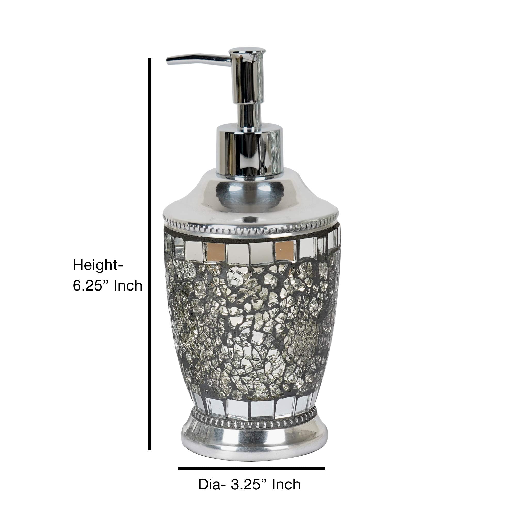 Nu Steel Ib6I Iceberg Collection Lotion Dispenser With Metal Pump, Refillable Bottle, Ideal For Liquid Soaps, Ice Mosaic Finish