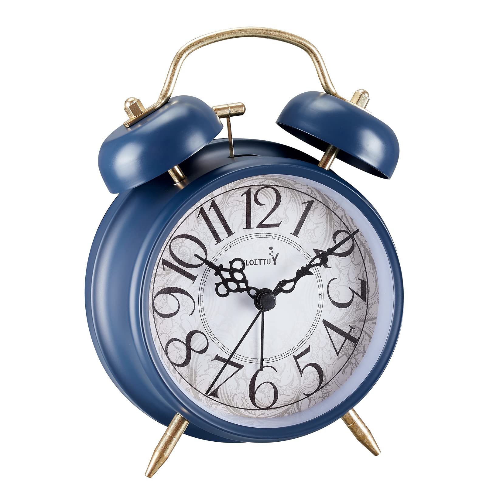 FLOITTUY Loud Alarm for Deep Sleepers 4 Retro Twin Bell Alarm Clock with Backlight for Bedroom and Home Decoration (Retro Blue