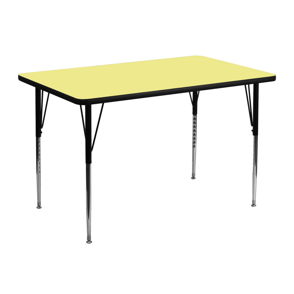 Flash Furniture Wren 30''W X 48''L Rectangular Yellow Thermal Laminate Activity Table - Standard Height Adjustable Legs
