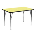 Flash Furniture Wren 30''W X 48''L Rectangular Yellow Thermal Laminate Activity Table - Standard Height Adjustable Legs