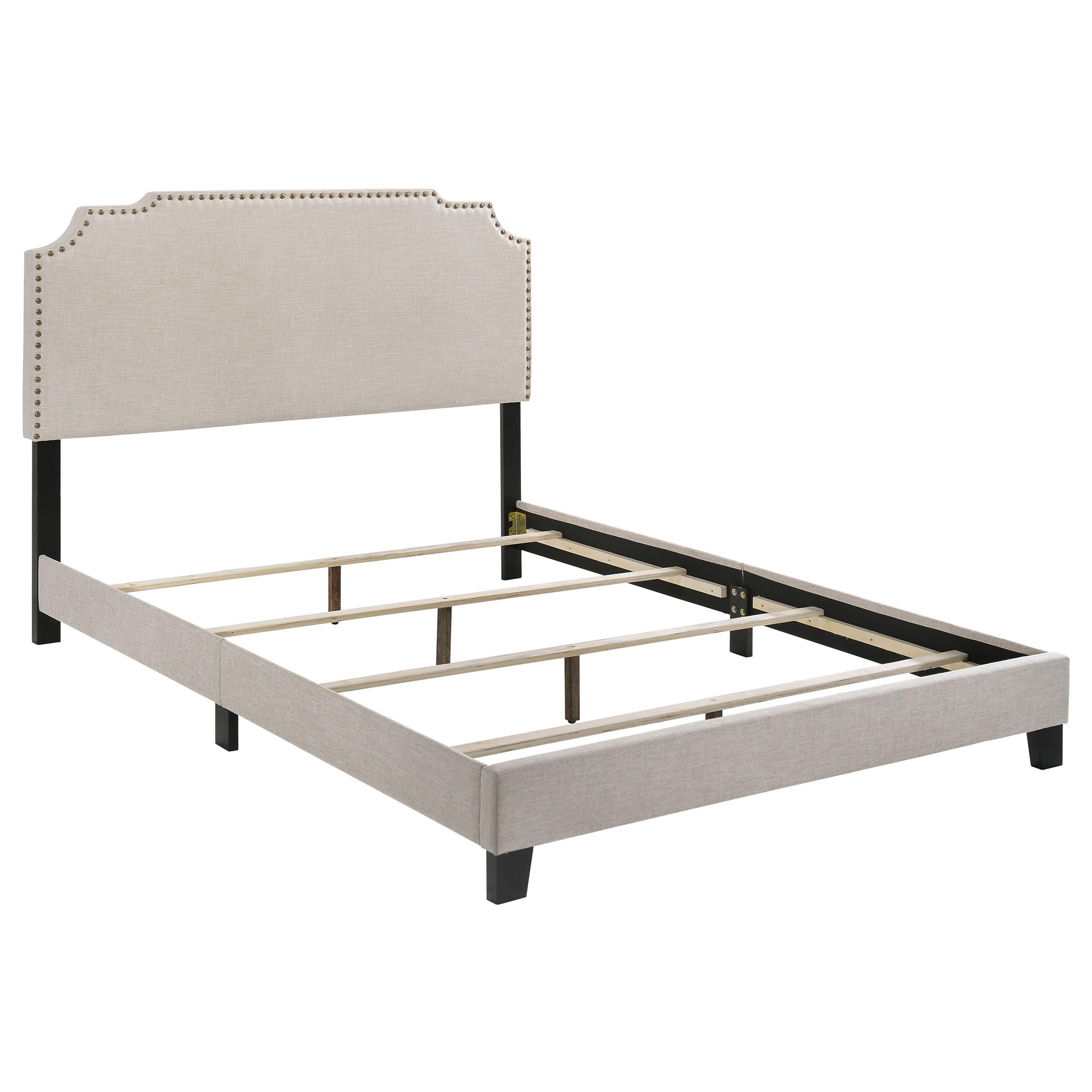 Coaster Home Furnishings Tamarac Transitional Fabric Upholstered Queen Size Panel Bed Frame 51-inch Headboard Beige 310061Q