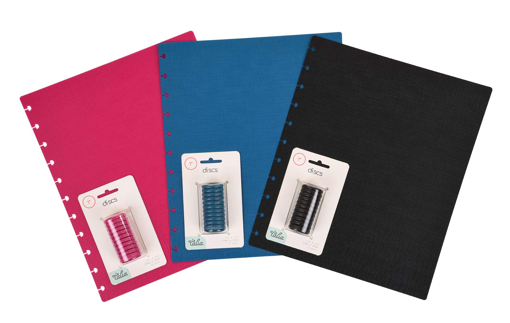 Talia Discbound Notbook - Cover And Disc Set (Set 3 (3Pk), Letter Set) - Black, Blue, 90'S Pink