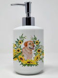 Caroline's Treasures CK2906SOAP Labrador Retriever in Sunflowers Ceramic Soap Dispenser Hand Soap Dispenser Pump Bottles for Bat