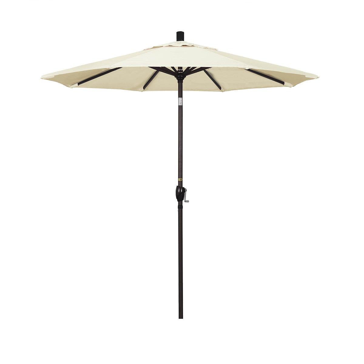 California Umbrella 7.5' Round Aluminum Market Umbrella, Crank Lift, Push Button Tilt, Bronze Pole, Pacifica Canvas