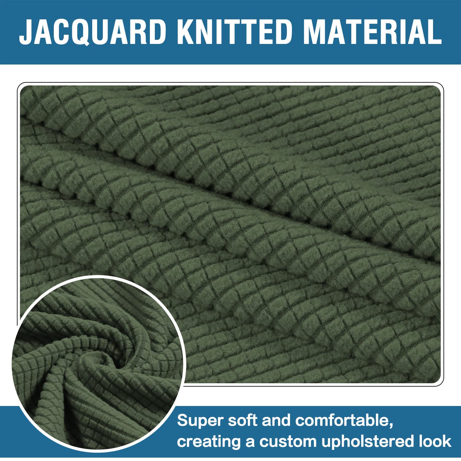 H.Versailtex Square Ottoman Covers Ottoman Slipcovers Folding Storage Stool Furniture Protector Form Fit With Elastic Bottom, Stretch High Spandex Small Checks Jacquard Fabric(Medium,Bronze Green)