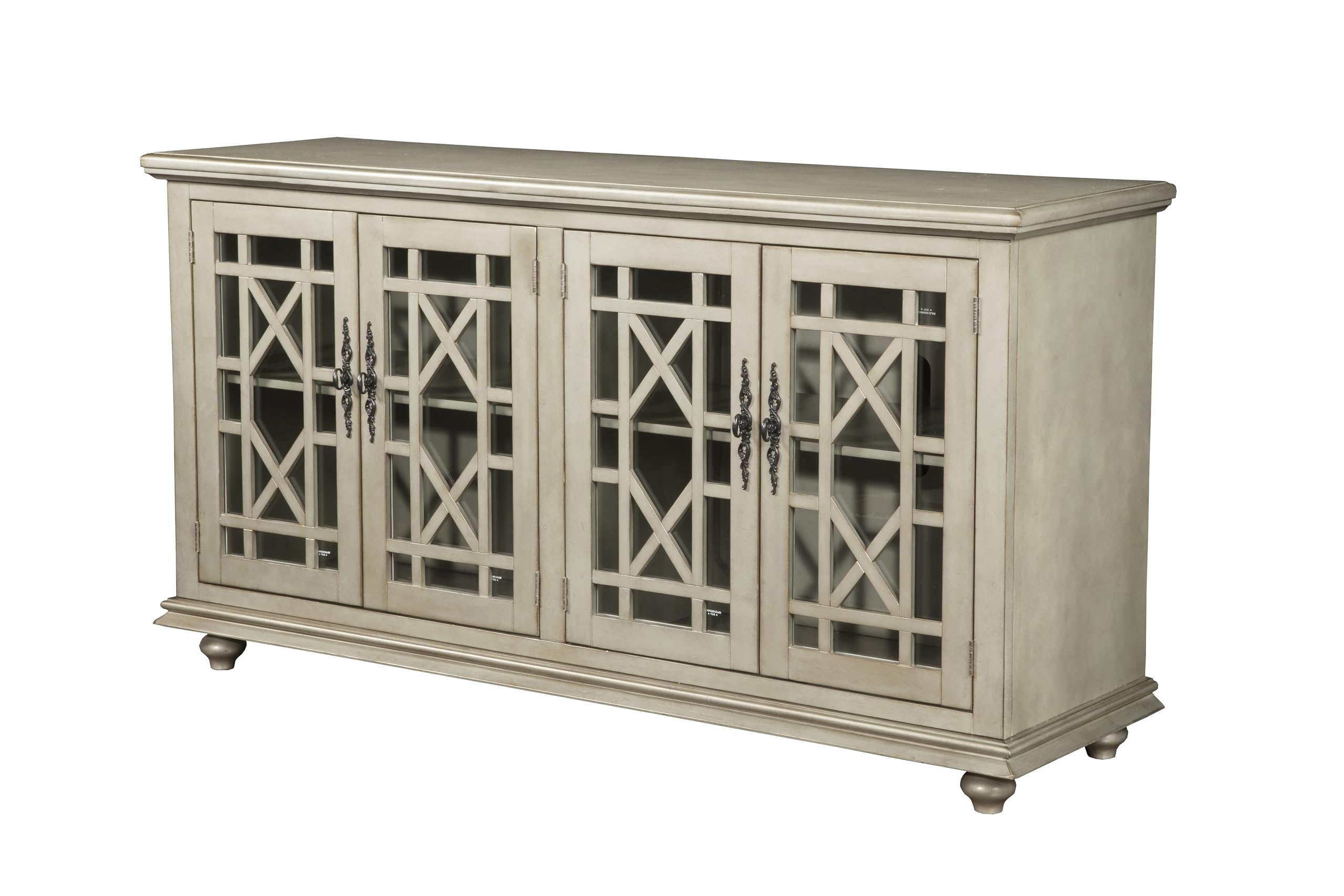 Martin Svensson Home Marche 63&quot; Tv Stand - Antique Silver - Versatile Multi-Use Design - With Two Large Cabinets For Storage