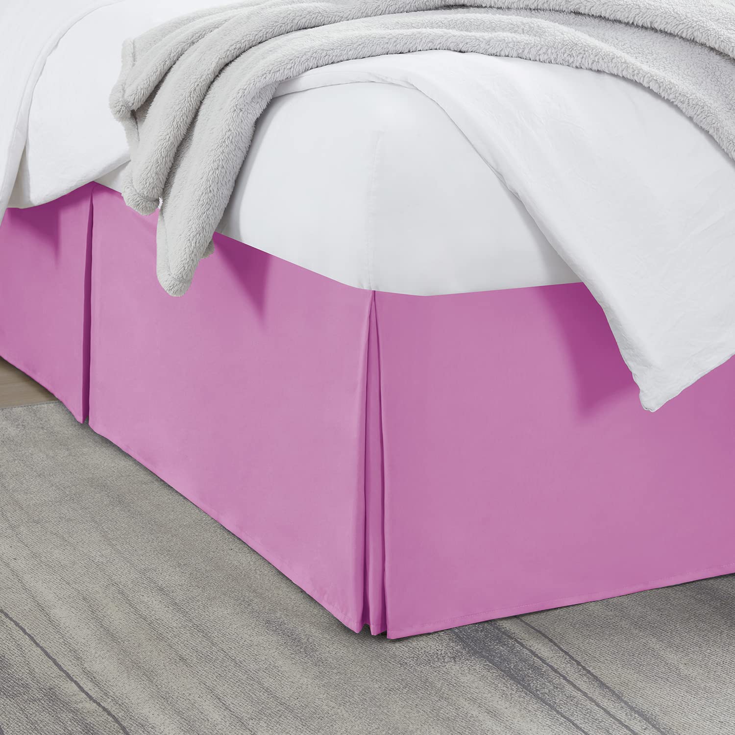 Nestl Light Pink Bed Skirt King Size - King Bed Skirt 14 Inch Drop - Brushed Microfiber Bed Skirts - Hotel Quality Pleated Bed Skirt - Shrinkage & Fade Resistant