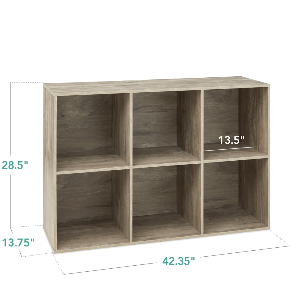 Best Choice Products 6-Cube Storage Organizer, 13.5In Shelf Opening, Bookcase, Display Shelf, Customizable W/ 3 Removable Back Panels – Greige