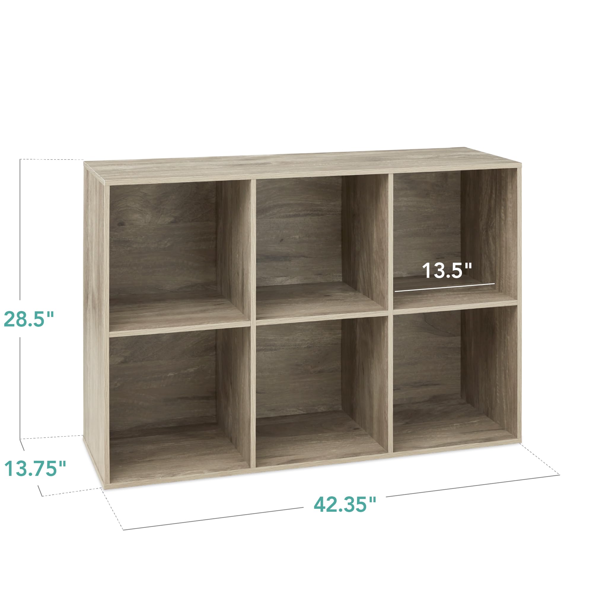 Best Choice Products 6-Cube Storage Organizer, 13.5In Shelf Opening, Bookcase, Display Shelf, Customizable W/ 3 Removable Back Panels – Greige