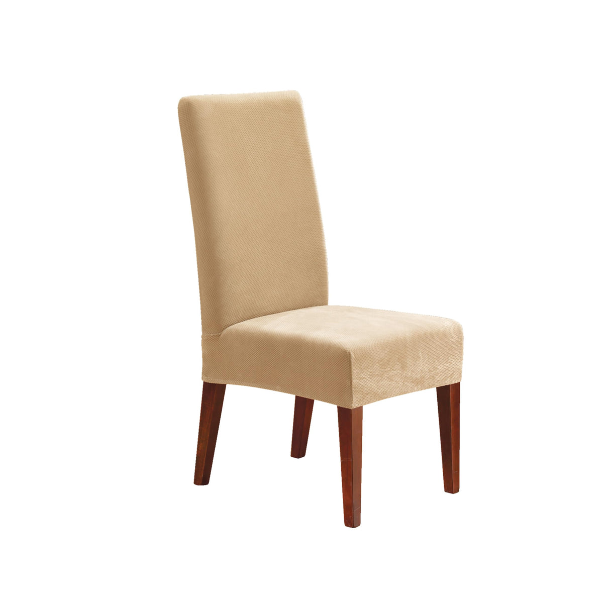 Surefit Home Décor, Stretch Pique Short Dining Room Chair Cover, Form Fit, Polyester/Spandex, Machine Washable, One Piece (Cream)