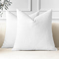 Otostar Pack Of 2 Throw Pillow Covers 24X24 Inch Linen White Pillowcases Farmhouse Decorative Solid Pillow Covers 60X60 Cm Squar