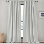 Nicetown Greyish White Room Darkening Curtains 102 Inches Long, Rod Pocket/Back Tab/Hook Light Block Voice Reducing Window Treat