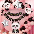 Fi  Flick In 53 Pcs Happy Birthday Panda Theme Decoration Pink, Black & White Balloons Decorations For Girls