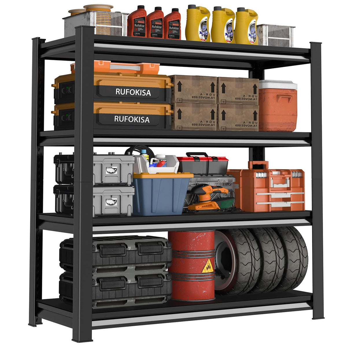 Rufokisa 40in Wide Garage Shelving Heavy Duty,2000lbs Large Loads Adjustable Garage Storage Shelves,All Metal Storage Racks and 