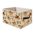 FRZSDVHNM Western Cowboy Storage Basket Bin for Organizing Closet Shelves, Neutral Beige Farmhouse Rodeo Cowboy Horse Cactus Org