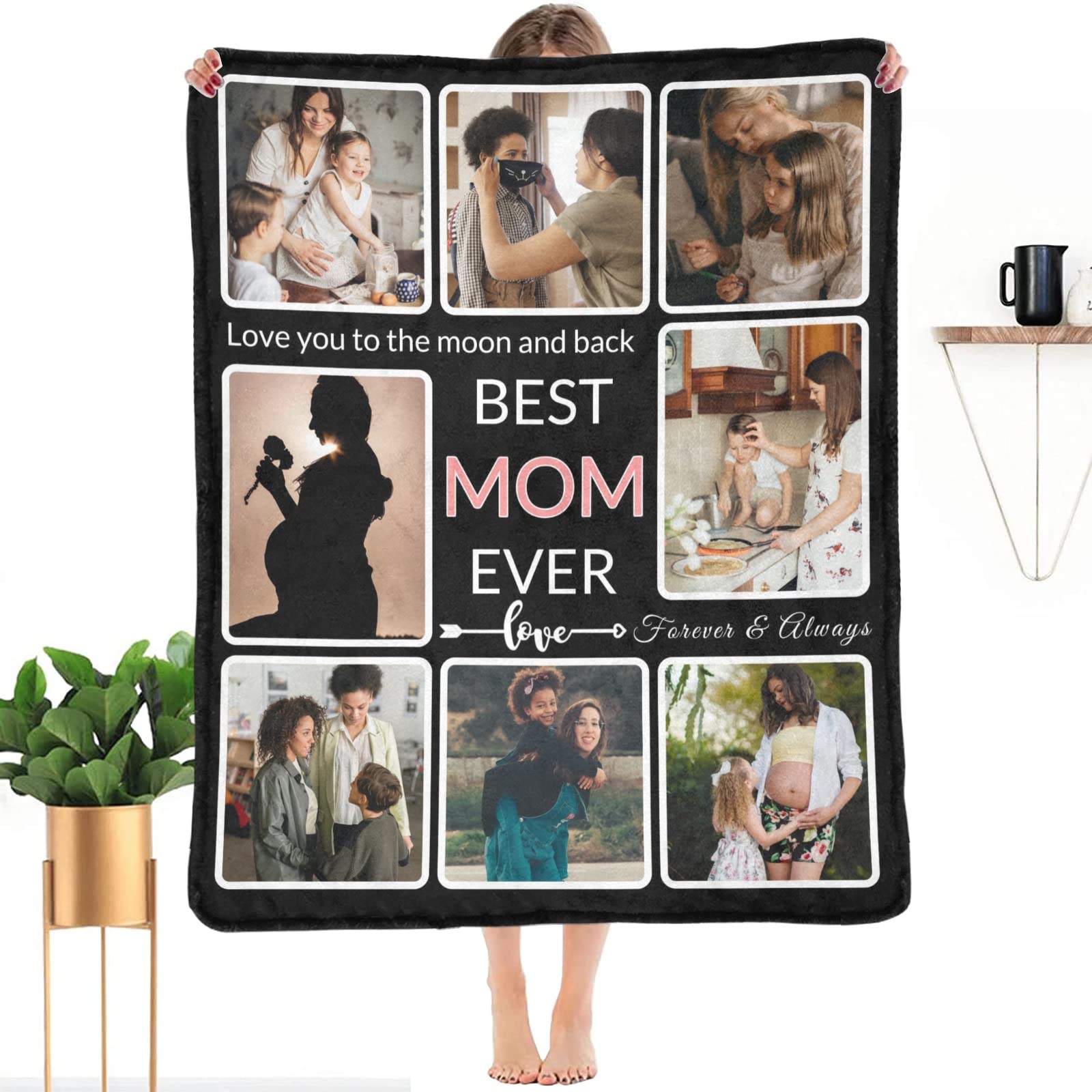 Shiyel Gifts For Mom Customized Blanket With Photo, Make A Personalized Mother'S Day Blankets With Picture Custom Memories Souve