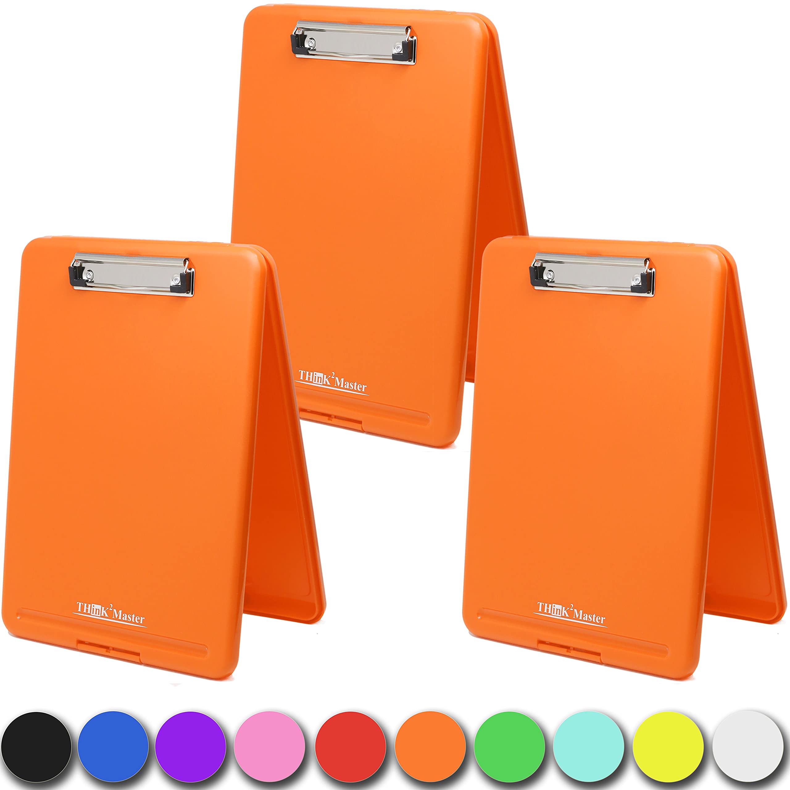 Think2Master [3 Pack] Orange Plastic Storage Clipboard. | 25% Heavier & Sturdier| Heavy Duty And Wont Flex Like Other Brands (Co