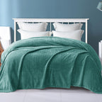 Exclusivo Mezcla Celadon Fleece King Size Blanket For Bed, 90X104 Inches Soft Cozy 3D Decorative Jacquard Flannel Blankets, Ligh