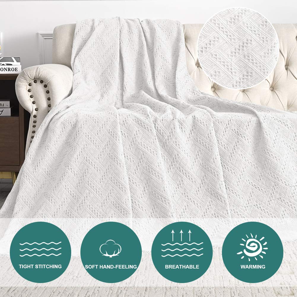 Mysky Home White Sofa Covers For 3 Cushion Couch Geometrical Sectional Sofa Couch Cover Living Room Sofa Throws Sofa Slipcovers For Pets, Kids (X-Large, 91' X 118', White)