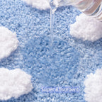 Qjhomo Toilet Rugs U Shaped, Blue Toilet Mat Cute Daisy Contour Bath Rug 20''X20'', Extra Thick Soft Machine Washable Toilet Car