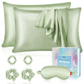 My Novel Things Satin Pillowcase For Sleeping Women Birthday Gift Set, 2Pack Standard Size Silky Pillow Cases 7P Set For Her Mom